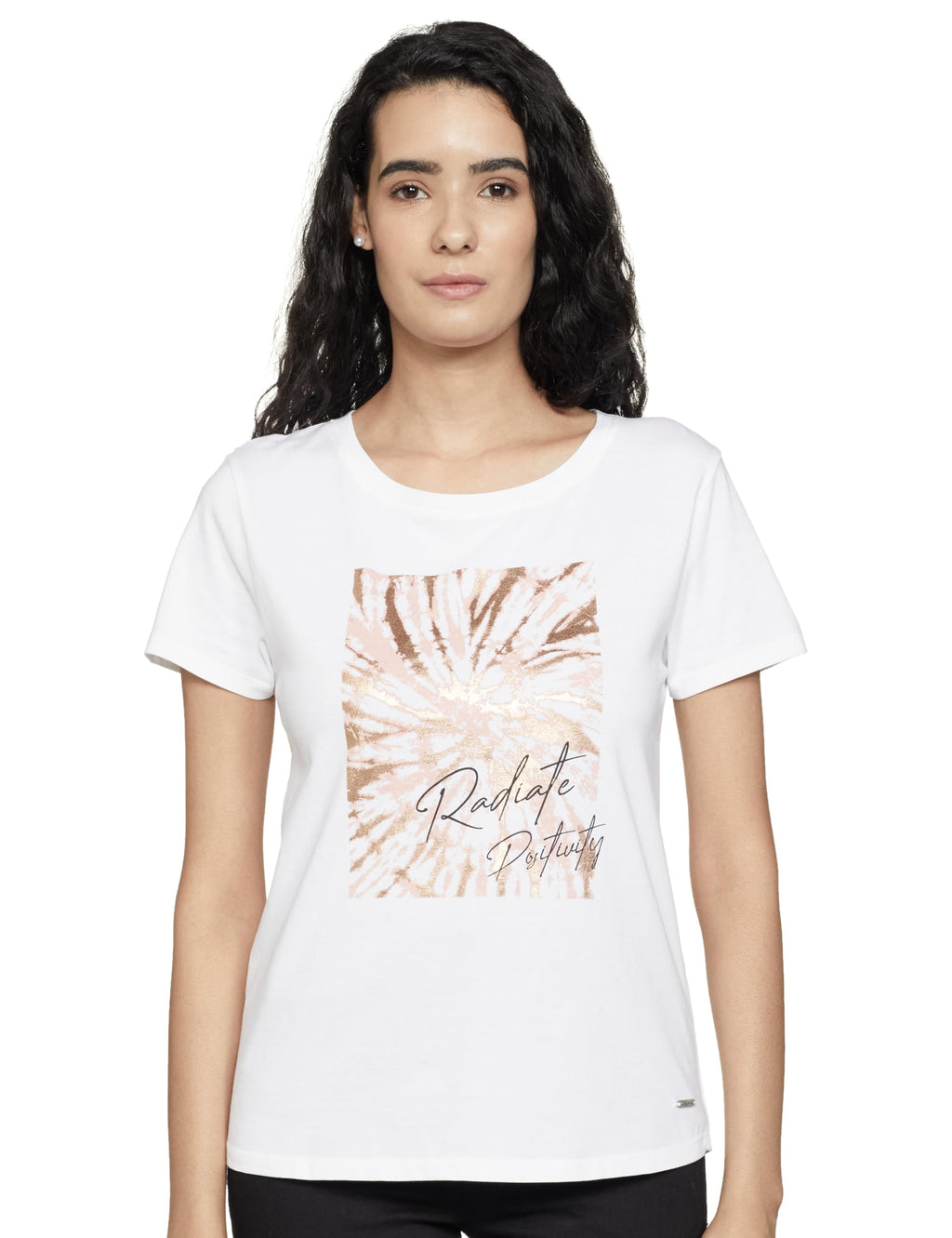 Pepe Jeans WomenS Regular Fit Foil Printed T-Shirts