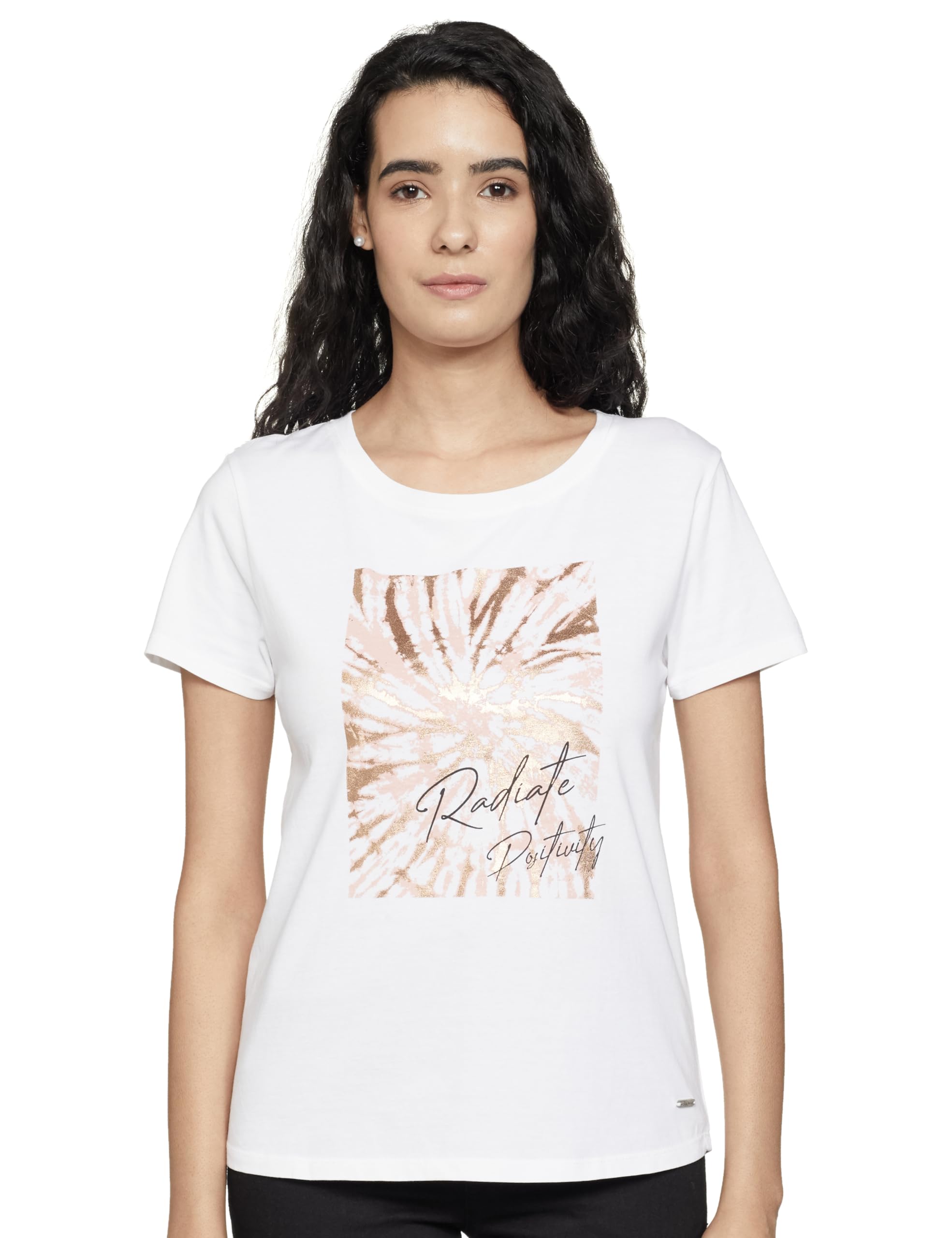 Pepe Jeans WomenS Regular Fit Foil Printed T-Shirts