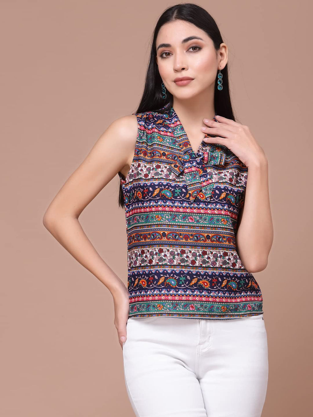 OOMPH! Sleeveless Tops for Women, Multicolor - mt473