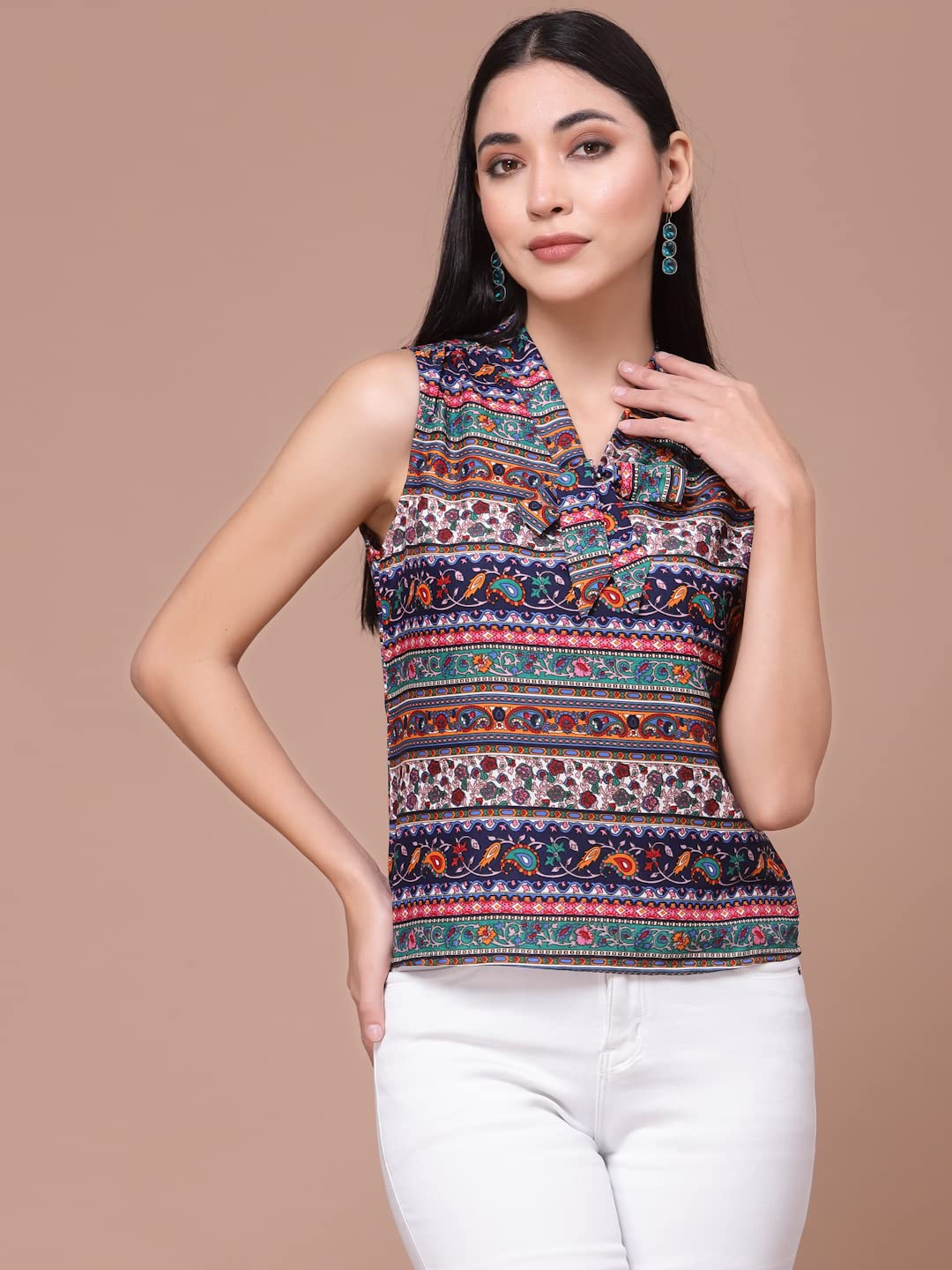 OOMPH! Sleeveless Tops for Women, Multicolor - mt473