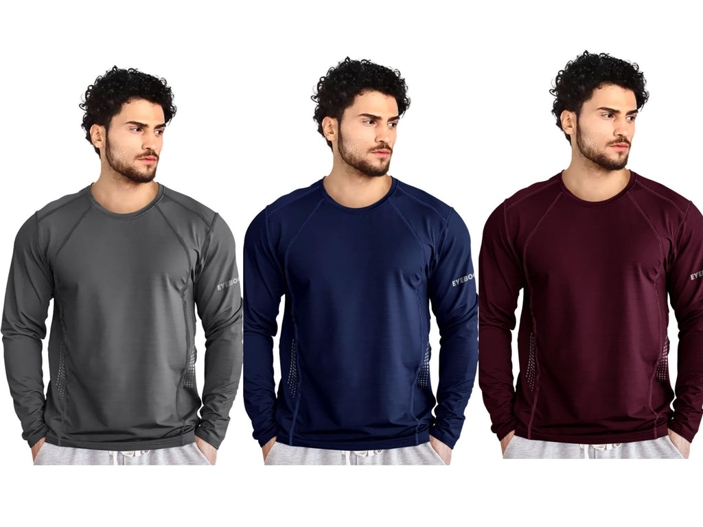 Noble Monk MenS Round T Shirt (Combo Pack Of 3) -Regular Fit |Full Sleeves |Solid Pattern | Casual T-Shirt For Men