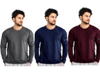 Noble Monk MenS Round T Shirt (Combo Pack Of 3) -Regular Fit |Full Sleeves |Solid Pattern | Casual T-Shirt For Men
