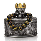 Aestivate Skeleton Head Black Skull Jewelry Box Holder Organizer with Crown Halloween Skeleton Decorations Home Skull Decor