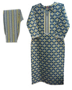 ANNI DESIGNER Womens Cotton Blend Straight Printed Kurta with Pant Set (Tbh Blue-Nw_L_Blue_Large)