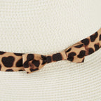 LEOPARD RIBBON PANAMA HAT - WHITE