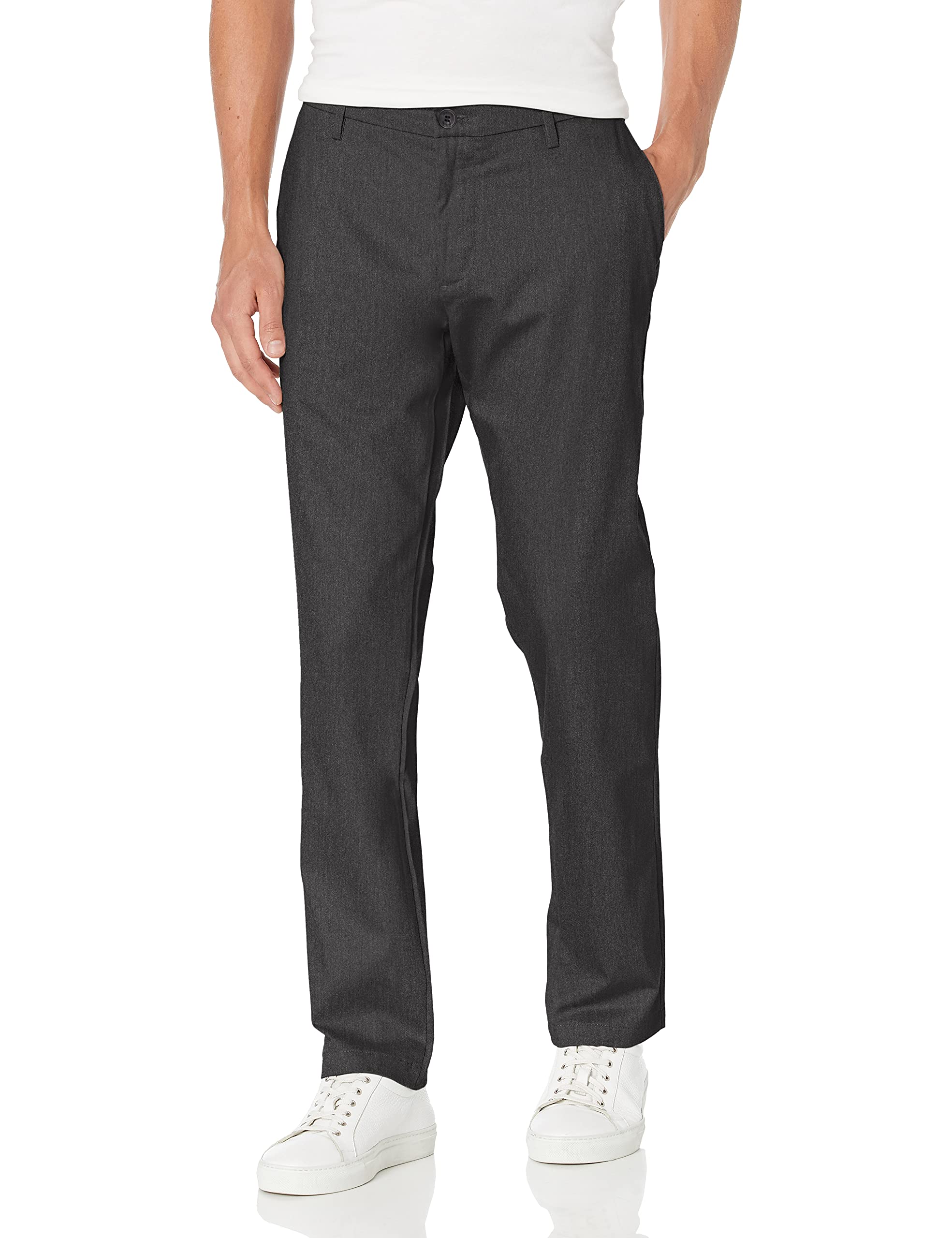 Dockers Mens Athletic Fit Signature Khaki Lux cotton Stretch Pants, charcoal heather, 36W x 32L