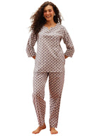 Clovia Womens Cotton Pretty Florals Top & Pyjama (LS0514P08_Blue & White_L)