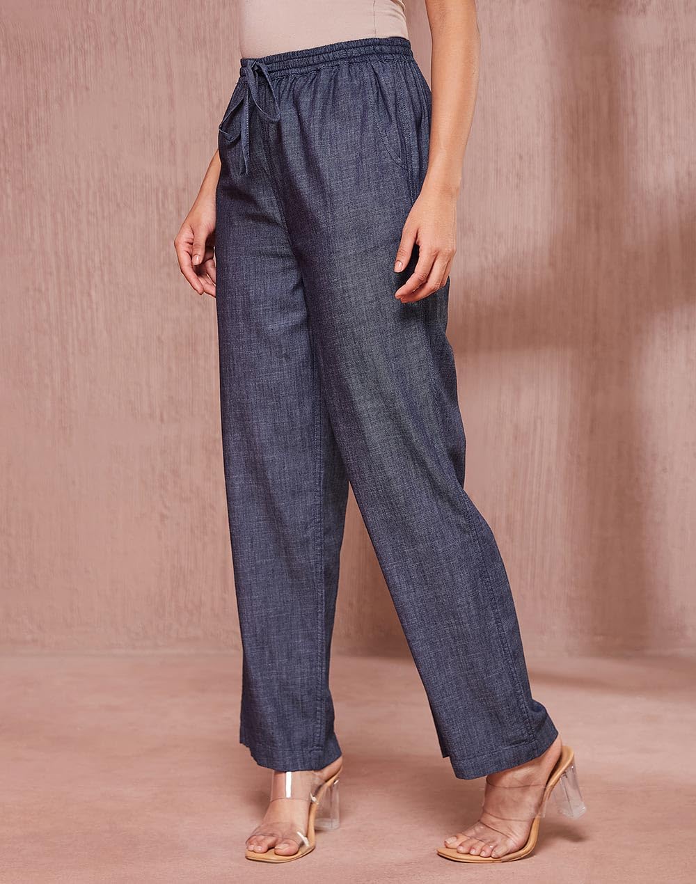 Fabindia Blue Cotton Printed Casual Pant