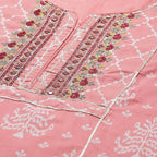 Anubhutee Women'S Pink Yoke Design Regular Gotta Patti Pure Cotton Kurta Suit Set With Palazzos & Dupatta