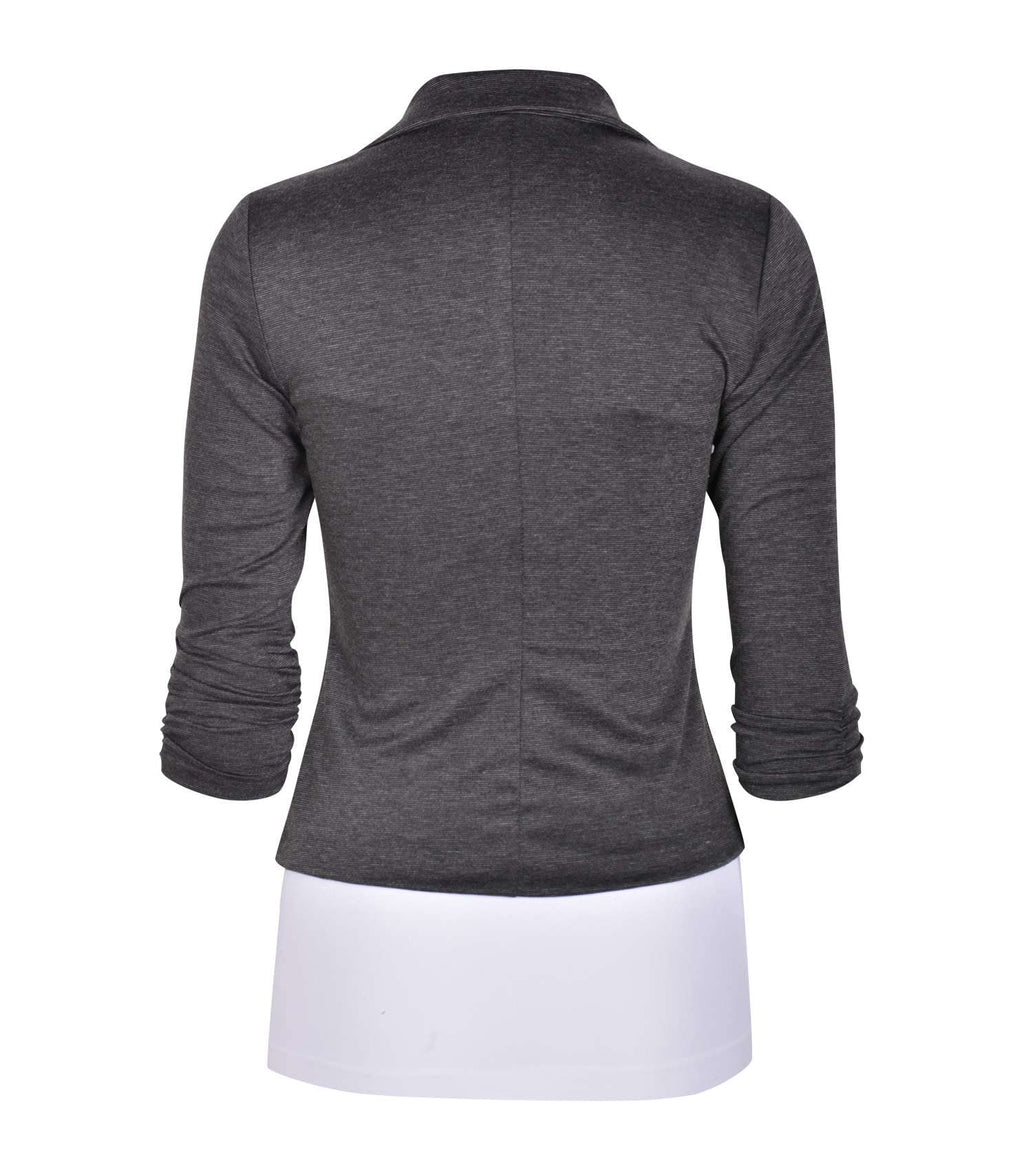 AulinA collection Womens casual Work Solid color Knit Blazer Heath charcoal 3X