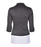 AulinA collection Womens casual Work Solid color Knit Blazer Heath charcoal 3X