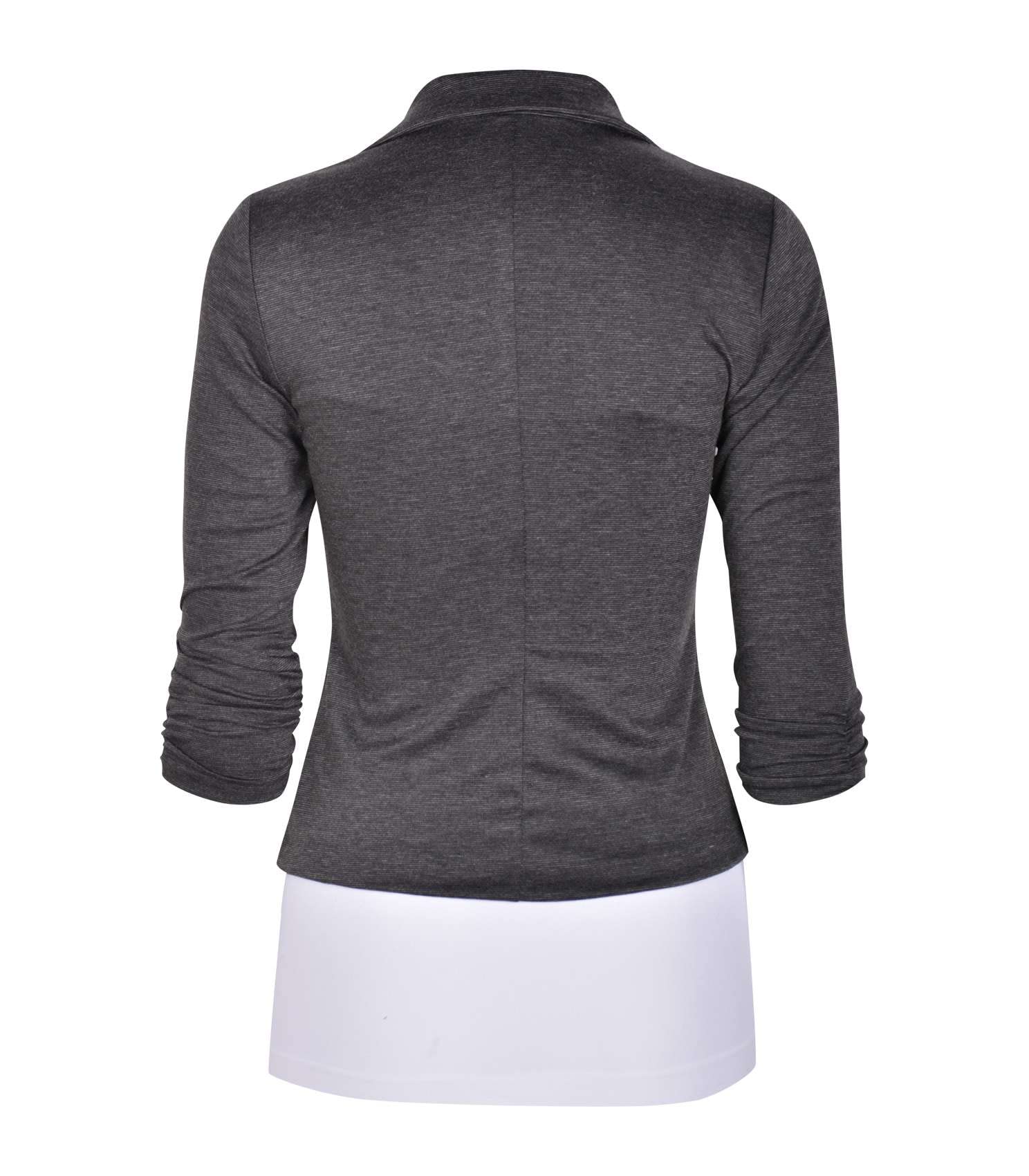 AulinA collection Womens casual Work Solid color Knit Blazer Heath charcoal 3X