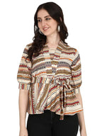 OM SAI LATEST CREATION Women Solid Western Top with Half Sleeves for Office Wear, Casual Wear, Under 399 Top for Women Top (Beig