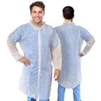 AMZ Medical Supply Disposable Lab coats for Adults 2X-Large, White Polypropylene Lab coats Disposable 100 Pack, Durable 35 gSM D