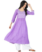 Gosriki Women'S Cotton Blend Embroidered Anarkali Kurta (Seat Purple-Gs_Xxl_Purple_Xx-Large)