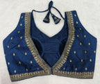 Pujia Mills WomenS Indian Ethnic Wear Designer Golden Zari Embroidery With Sequence Work V Neck Sleeveless Readymade Worked Sar