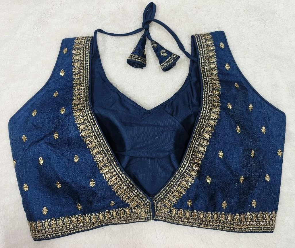 Pujia Mills WomenS Indian Ethnic Wear Designer Golden Zari Embroidery With Sequence Work V Neck Sleeveless Readymade Worked Sar
