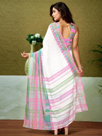 Satrani WomenS Chanderi Cotton Printed Ready To Wear One Minute Pre Pleated Readymade Saree With Unstitched Blouse Piece (32Rs3