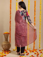 ANNI DESIGNER Women s Rayon Blend Kurta with Pants and Dupatta, Multicolored, 2XL