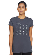 Enamor Essentials Womens Short Sleeve Crew Neck Slim Fit Breathable Stretch Cotton Tee With Graphic - E147(E147-Blue Night W/ A