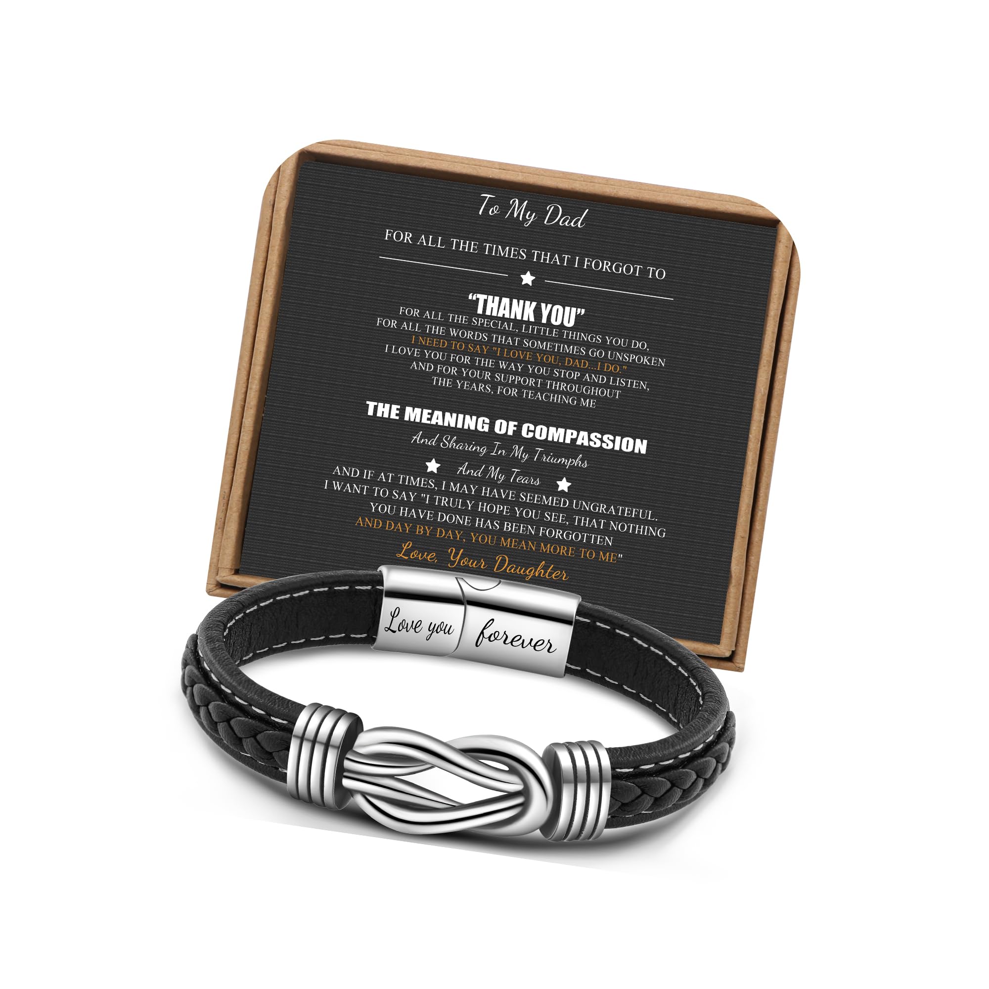 JoycuFF Dad Birthday Gifts from Daughter, Gifts for Dad Unique Father's Day Christmas Jewelry for Father Knot Bracelet for Men P