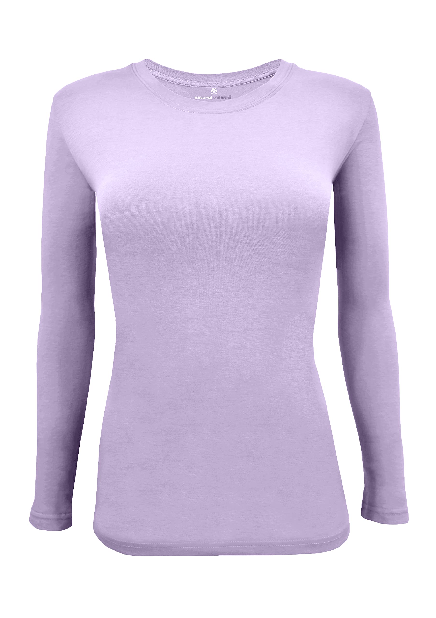 Natural Uniforms Womens Under Scrub Tee crew Neck Long Sleeve T-Shirt (Lavender, Medium)
