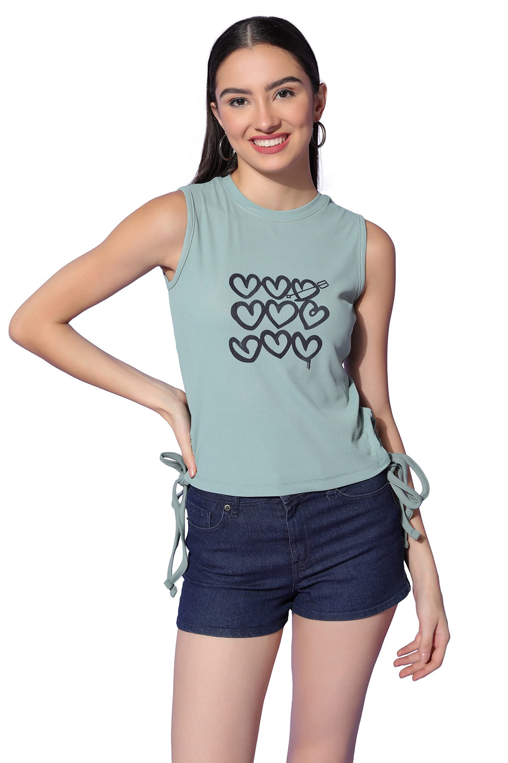 Greciilooks WomenS Solid Ribbed Crop Tank Tops | Knitted Sleeveless Tops For Women| Corset Tops For Girls | Halter Neck Jeans S