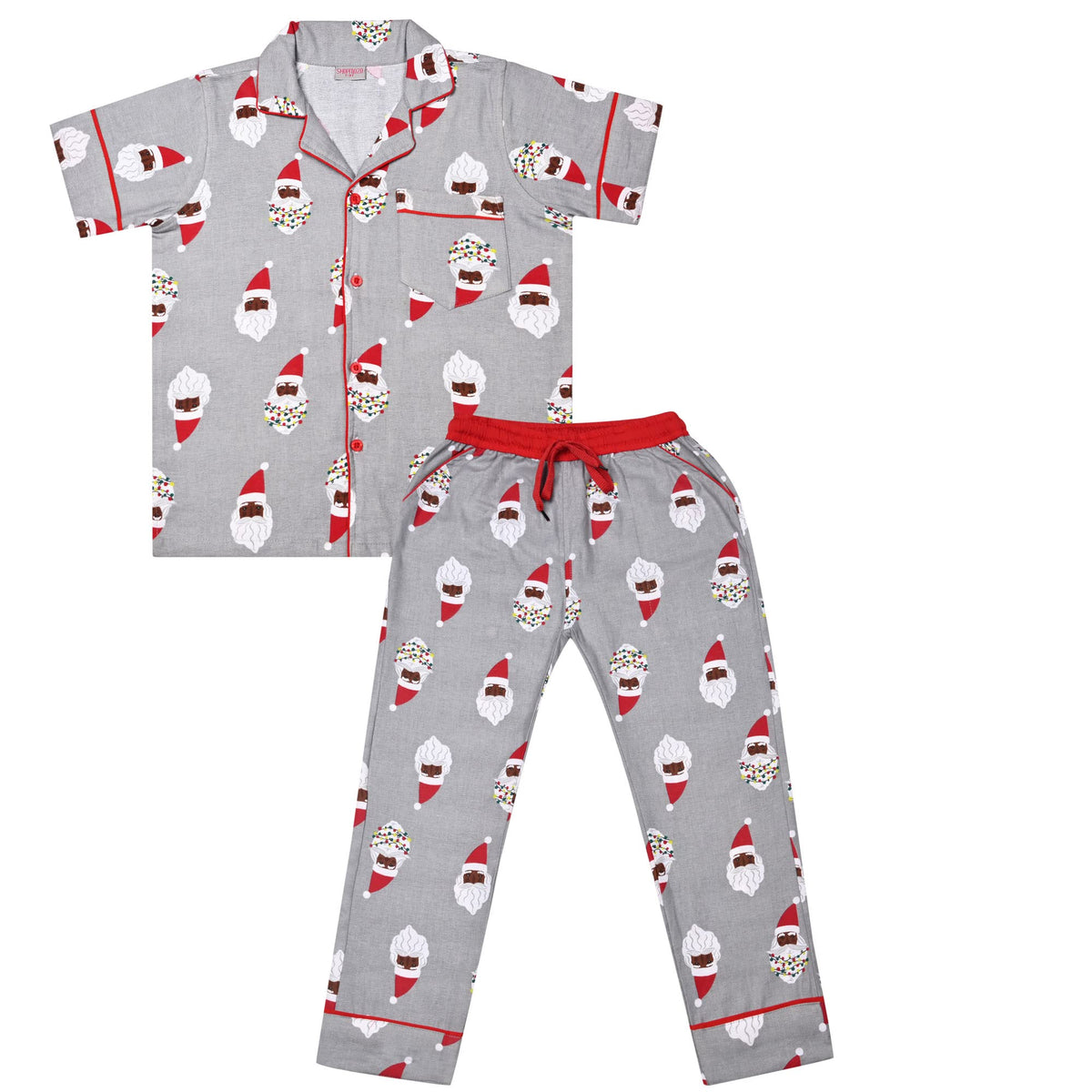 SHOPMOZO Unisex Pure Cotton Flannel Warm Short Sleeve kids Nightwear/Nightdress/Sleepsuit/Sleepwear/Night Suit for Boys and Girl 14-15