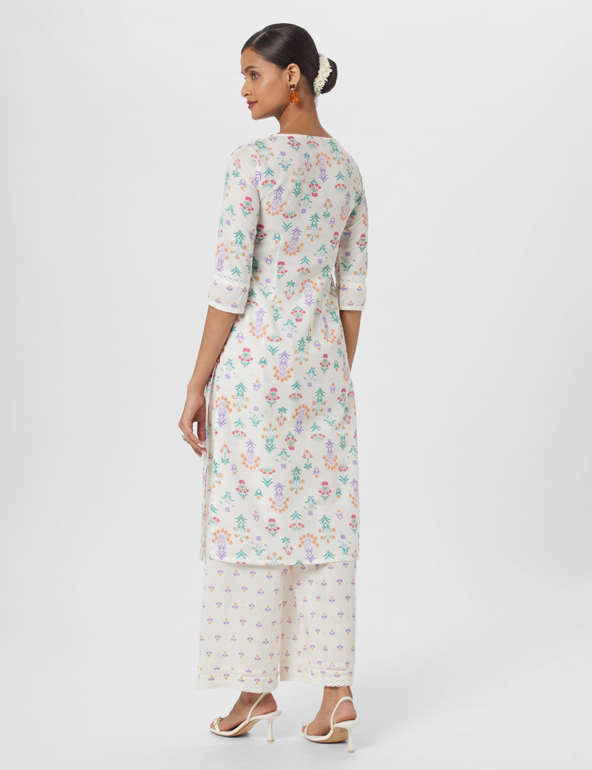 W For Woman Women'S Cotton Kurta & Parallel Pant (22Fews17478-117951_Ecru