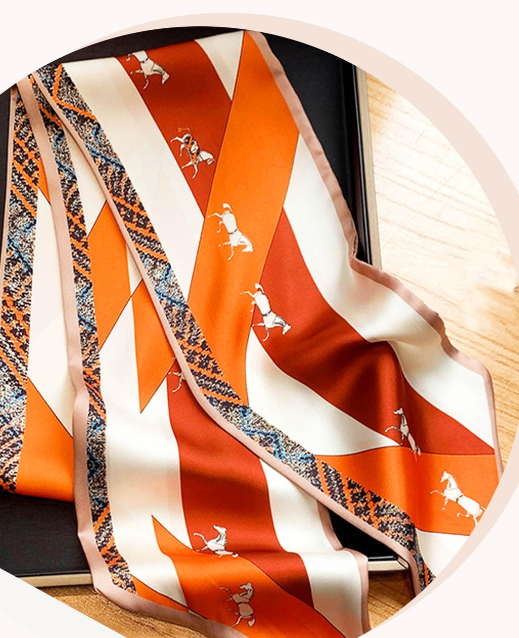 Clysoru Silk Neck Scarf Printed Scarves Head Women'S Fashion Oblique Angle Satin Scarfs For Bag Hair 59    X 5.9    (Orange red