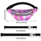 Frienda 2 Pieces Holographic Fanny Pack for Women Colorful Sport Waist Bag Pack(Shiny Silver, Pink)