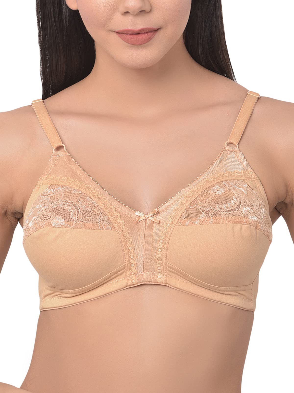 Clovia Womens Cotton Non Padded Non Wired Full Figure Plus Size Bra (BR2302P24_Beige_32E)