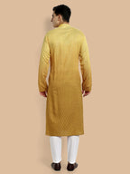 Vardha MenS Cotton Chikankari Embroidered And Sequence Full Sleeve Knee Length Casual Kurta For All Occations Like Wedding, Off