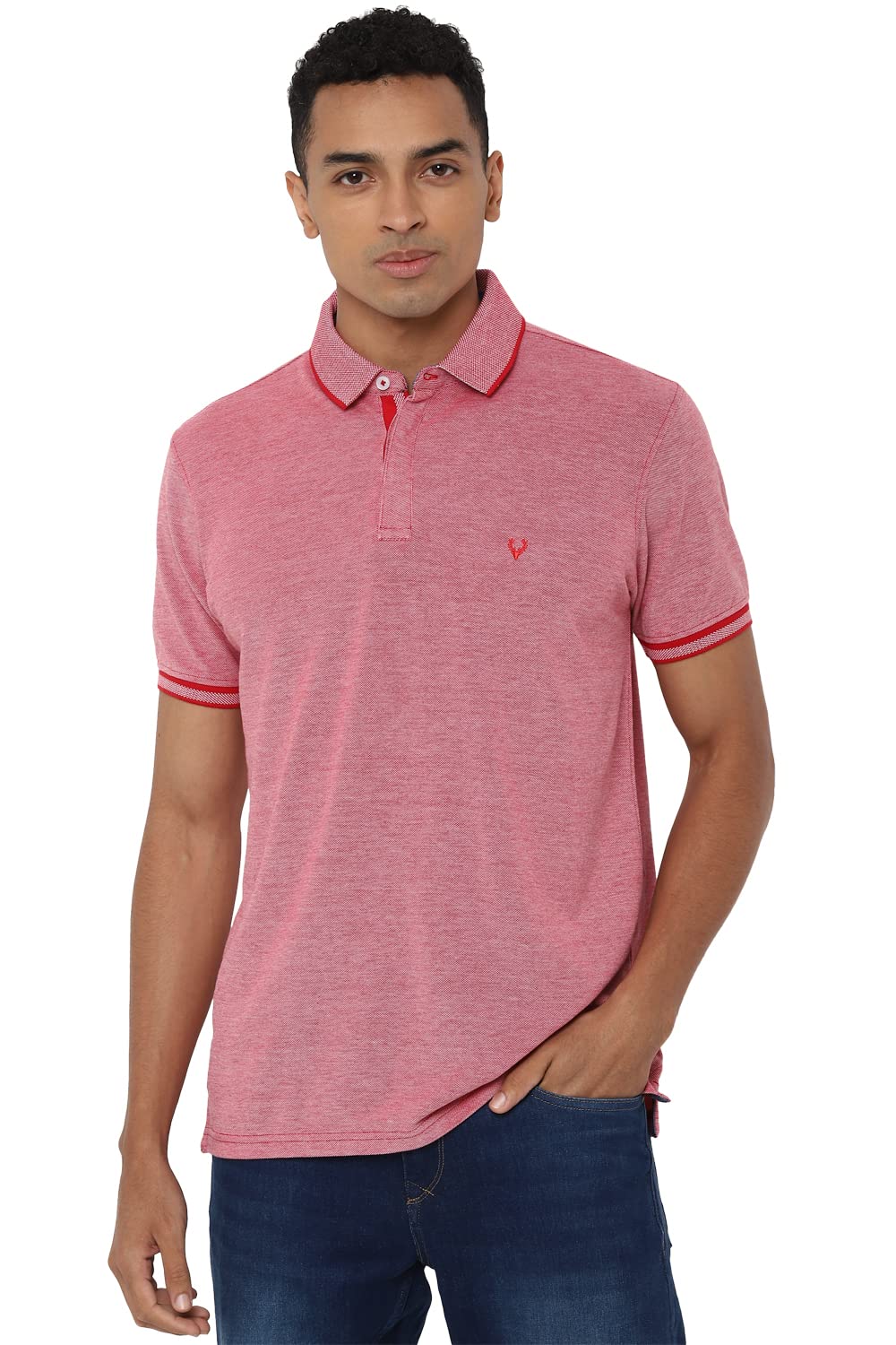 Allen Solly Men Regular Fit Solid Cotton Polo Shirt