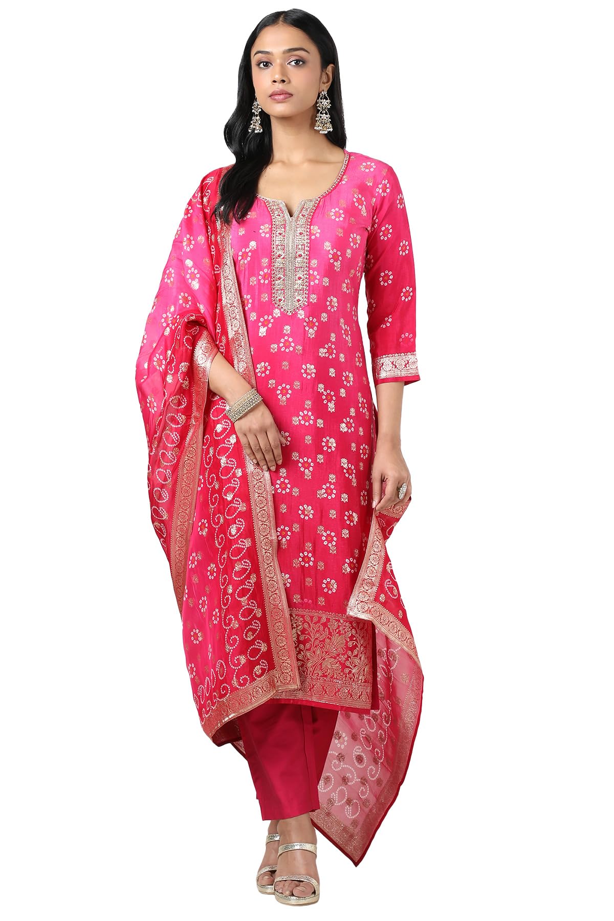 Soch Women Bandhani Print Suit Set with Sequins