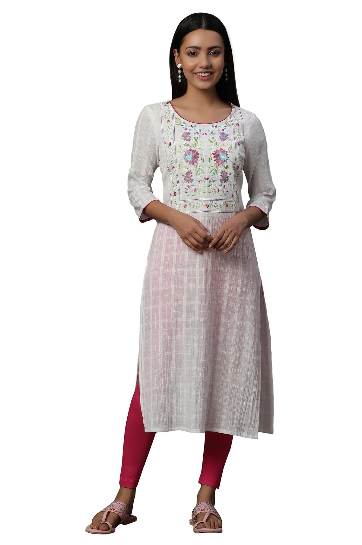 Aurelia Women Solid Cotton Straight Kurta_24FEA14793_2XL White