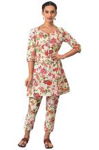 White Multi-Coloured Floral Print Summer Kurta Co-Ord Set