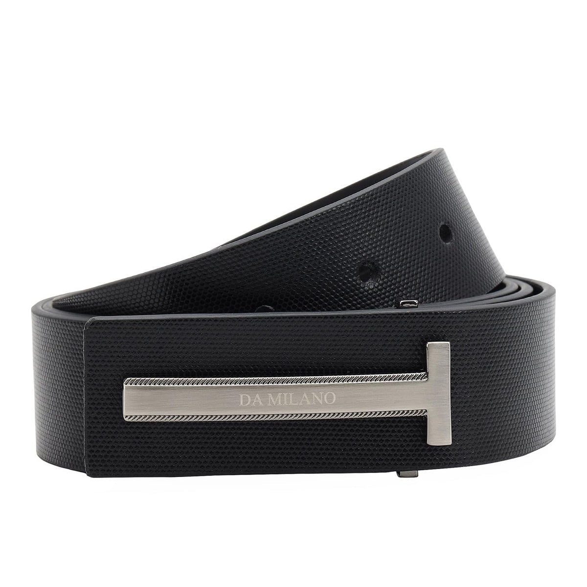Da Milano Press Pin Leather Belt For Men | Formal Wear  Black (Size 85 Cm) 36