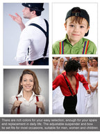 SATINIOR Suspender and Bow Tie Set 80s Clip on Suspenders for Men Women(White)