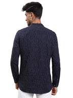 Turtle Men 100% Cotton Slim Fit Blue Stripe Casual Kurta Shirt