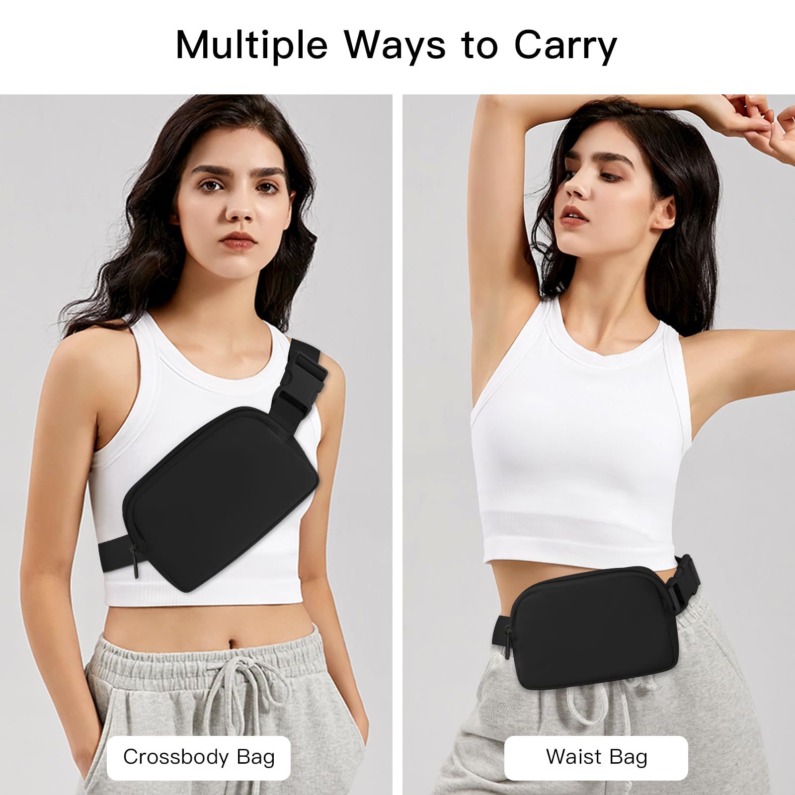 YINHEXI Belt Bag, Crossbody Bags for Women - Soft Nylon Waist Packs for Women, Adjustable Strap 30''-45'', Versatile Fanny Pack