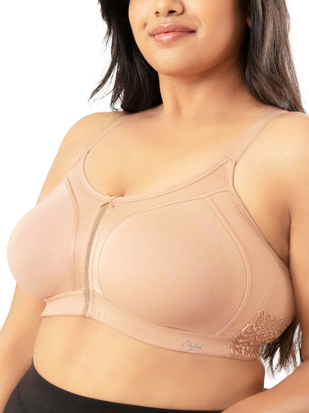 NYKD by Nykaa Womens Full Support M-Frame Heavy Bust Everyday Cotton Bra | Non-Padded | Wireless | Full Coverage| Bra, NYB101, S