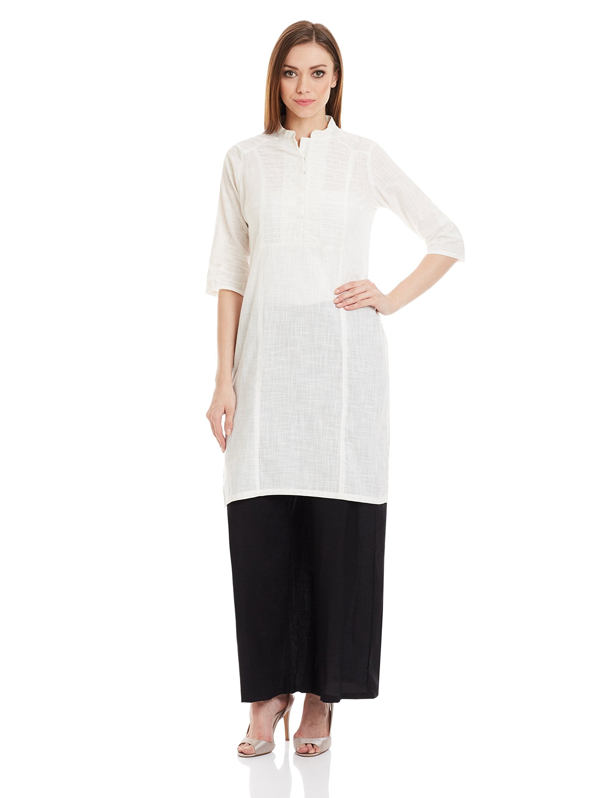 W For Woman Women'S Straight Kurta (15Au15088-62528_White_12)