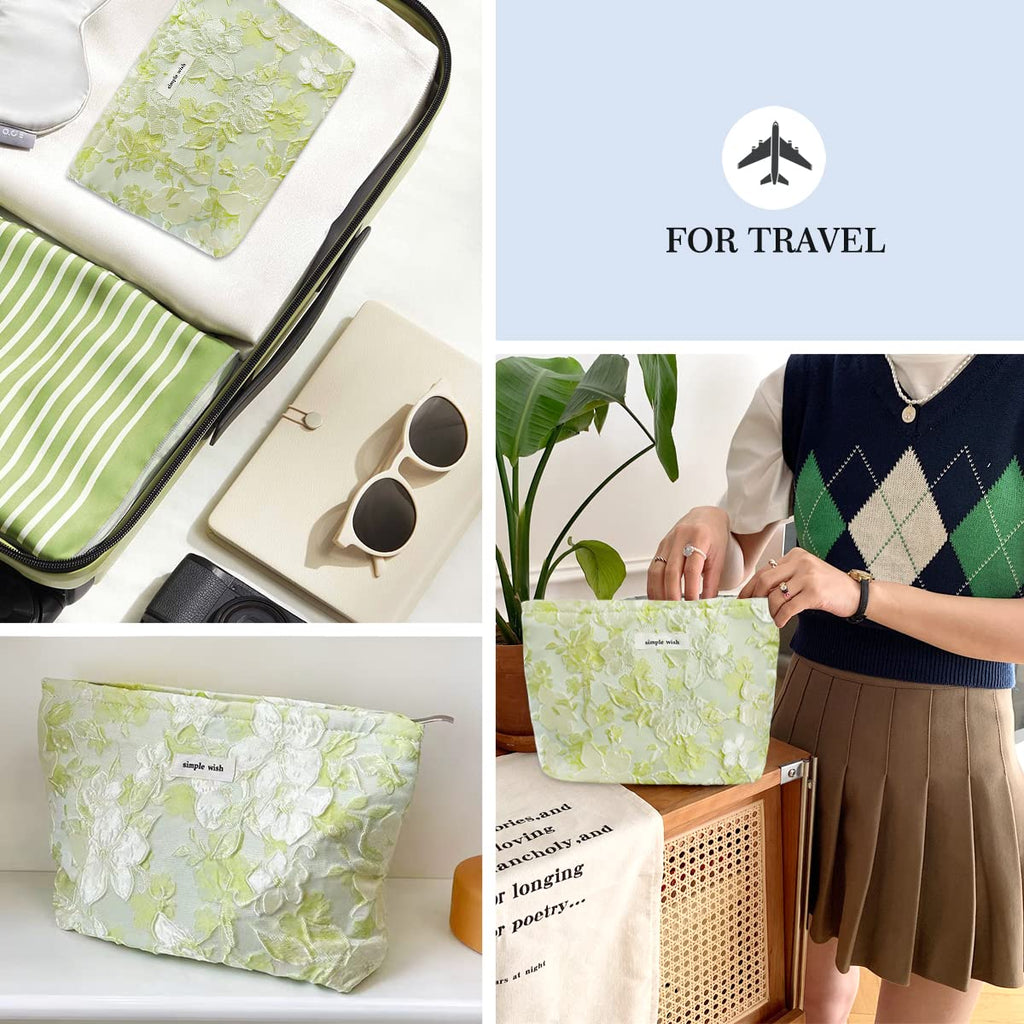 STARDW Flower Cosmetic Bags Makeup Bags for Women and Girls,Travel Makeup Bag Large Capacity Canvas Makeup Bag,Makeup Organizer