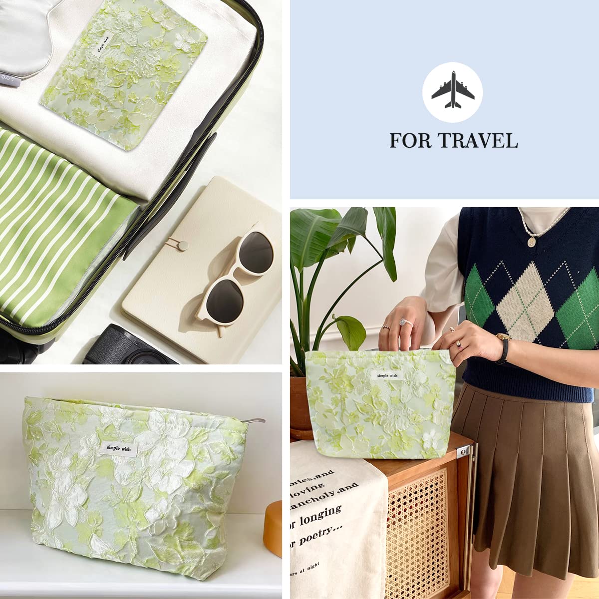 STARDW Flower Cosmetic Bags Makeup Bags for Women and Girls,Travel Makeup Bag Large Capacity Canvas Makeup Bag,Makeup Organizer