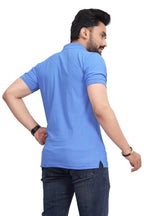 More & More MenS Solid Regular Fit Polo Sky Blue