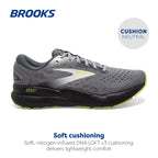 Brooks Mens Ghost 16 Neutral Running Shoe - Primer/Grey/Lime - 10.5 X-Wide