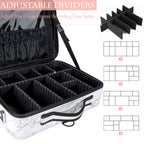 OEWOER Large Makeup Case PU Leather Makeup Bag 3 Layers 16 Inches Professional Makeup Train Case Cosmetic Bag Travel Make Up Bru