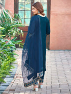 Sanisa WomenS Cotton Blend Sequence Embroidery Work Straight Kurta With Pant And Foil Printed Gota Lace Work Dupatta (137Kbd147