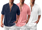 Finivo Fashion Combo Of MenS Solid Cotton Blend Straight Kurta Shirt Pack Of 3